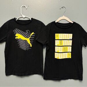 PUMA Kids Black Tees with Vibrant Yellow Graphics